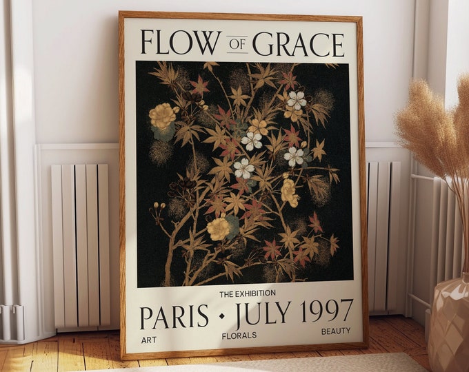 Flow of Grace Exhibition Poster – 1997 Paris Florals, Art, and Beauty Wall Decor for an Elegant Floral Home Transformation