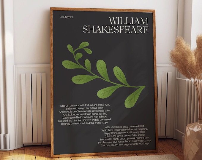 Motivational Poem Sayings Wall Art by William Shakespeare - Unique Motivation Gift & Positive Affirmation Room Decor Wall Art Poster