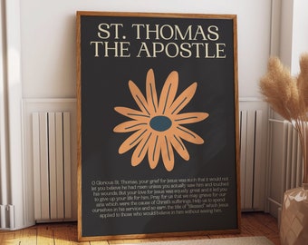 Religious Home Decor Quote Wall Art by St. Thomas The Apostle - Spiritual Gift Room Decor & Prayer Room Christian Wall Art Poster