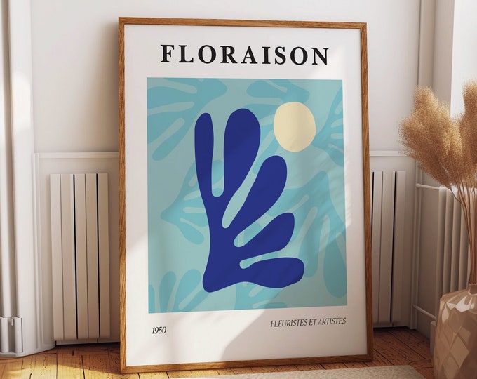 Blossom Blue Abstract: Floral Wall Art for Home and Office Decor - Elegant Blue Floraison 1950 Fleuristes et Artistes Exhibition Prints