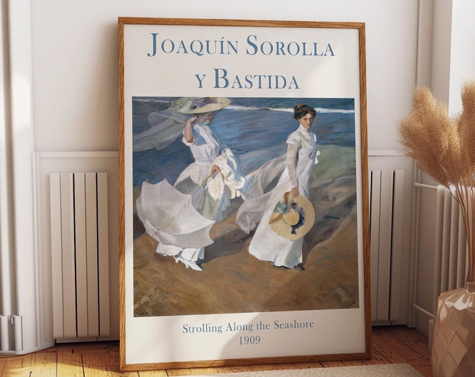 Strolling Along The Seashore by Joaquín Sorolla y Bastida 1909 Fine Art Painting Seaside Serenity for Home and Office Wall Decor