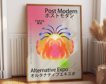 Tokyo's Avant-Garde: Post-Modern Exhibition Poster Alternative Art Masterpiece Celebrating Modern Japanese Culture Vibrant and Colorful