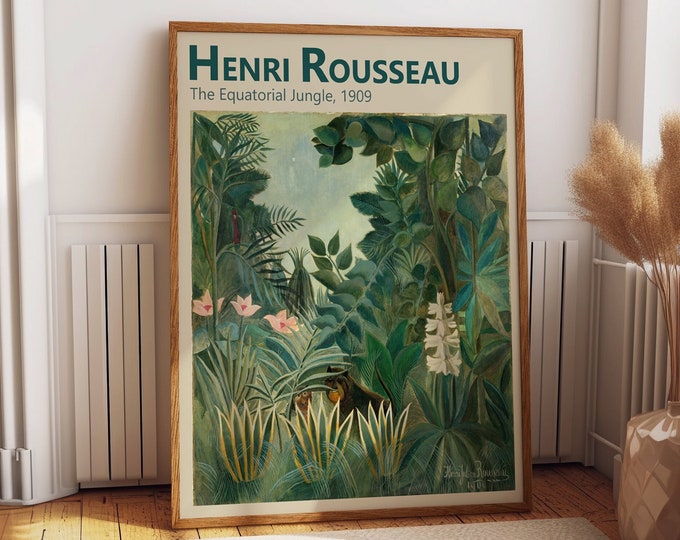 Exotic Paradise: Vibrant Henri Rousseau Poster | Equatorial Jungle Plant Print | Stunning Plant Decor for Nature Lovers and Art Enthusiasts!