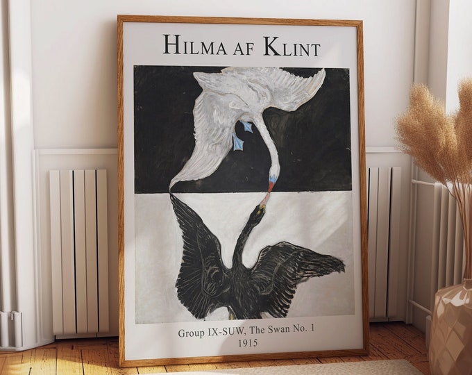 Swan Poster by Hilma of Klint Black and White Swan Painting A Captivating Poster for Art Lovers and Collectors