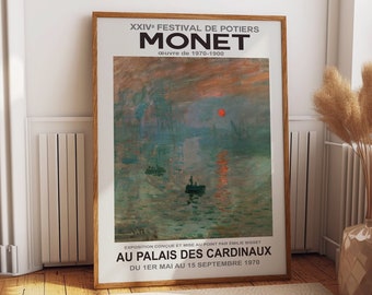 Monet Art Exhibition Poster 1970 French Art  Gallery Exhibition Print