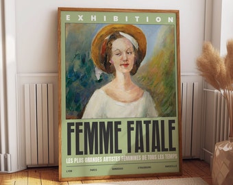 Femme Fatale Woman Exhibition Wall Poster Stylish Wall Art for Elegant Room Decor - Classic Women French Art Reproduction Hers Bedroom Decor