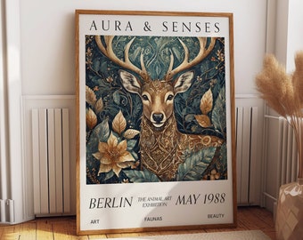 Reindeer Wall Art Poster - Aura & Senses from The Animal Art Exhibition Berlin 1988 - Faunas Beauty for Living Room and Bedroom Decor