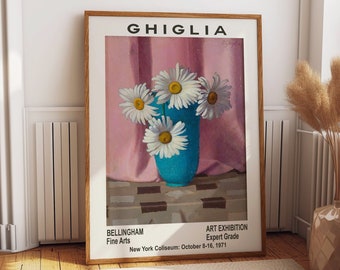 Flower Museum Exhibition Poster by Oscar Ghiglia - Floral Themed Wall Decor Ideal for Ladies Bedroom