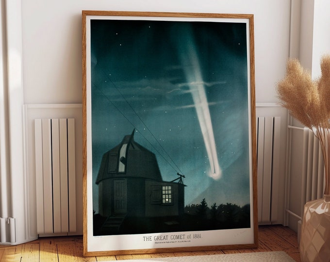 Cosmic Spectacle: The Great Comet of 1881 - Trouvelot Star Poster and Vintage Astronomy Art Print Space Poster Astrology Decor for Home