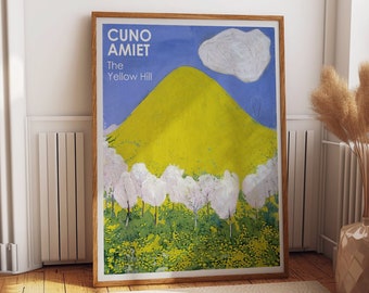Sunlit Serenity: The Yellow Hill by Cuno Amiet Vibrant Poster for Home Décor Yellow and Blue Print for Home and Office Decor