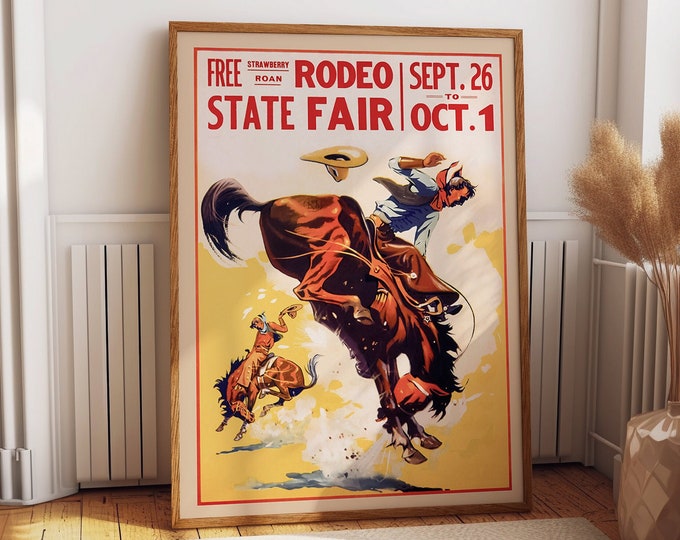 Rustic Charm: Vintage Rodeo Poster for Cowboy Wall Art and Western Decor Large Rodeo Poster Cowboy Wall Art Western Decor Print