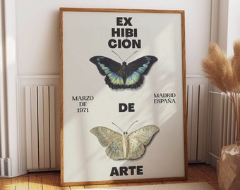 Elegant Butterflies Wall Art - 1971 Madrid Espana Exhibition Wall Poster -  Vibrant Art for Stylish Home and Office Wall Decor