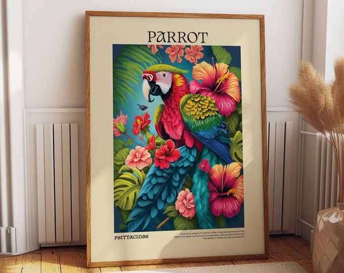 Vibrant Parrot Wall Art Posters for Exotic Room Vibes - Tropical Birds Wall Decor - Unique Bird Decor Perfect for Birdwatcher Gifts