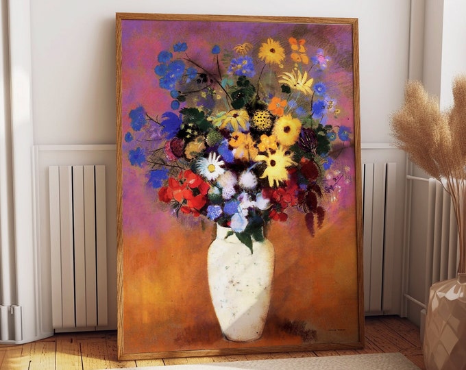 Odilon Redon Vase of Flowers Poster Living Room Decor Painting Art Modern Painting Decor Modern Art Flowers Print Symbolist Painting