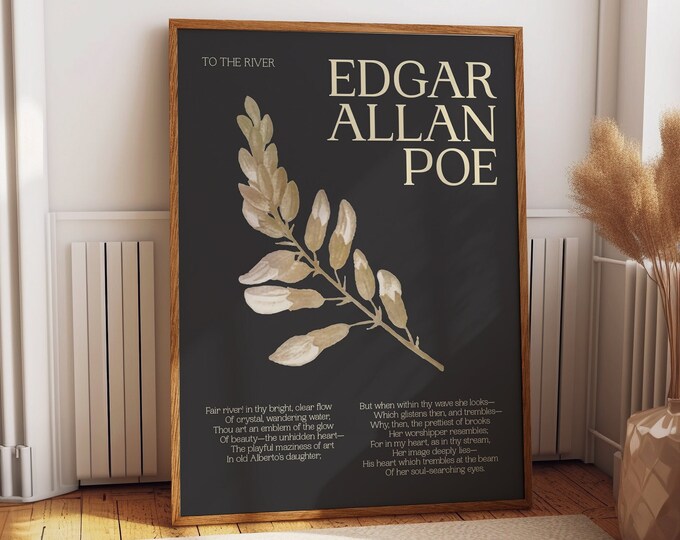 Poe's Elegance: Edgar Allan Poe's Famous Poem Wall Poster -  Living, Dining, Kitchen, & Bedroom Spaces Timeless Decor - Artful Poetry Prints