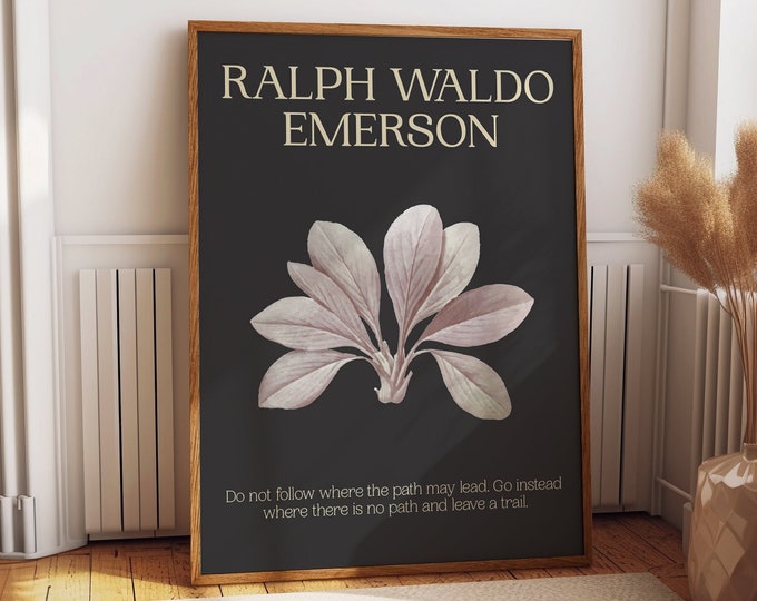 Ralph Waldo Emerson Quote Motivational Poem Wall Art Poster - "Do not follow may the path may lead" Home Room Decor and Office Wall Decor