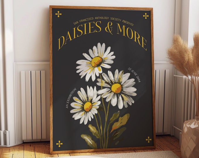 Floral Symphony: Contemporary Wall Art Decor - Daisies & More Art Exhibition Poster - Botanical Chic Home Decor Wall Poster