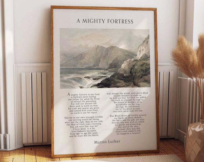 A Mighty Fortress Music Sheet Poster - Country Style Farmhouse Wall Decor - Nature-Inspired Home and Office Decor - Housewarming Gift Ideas