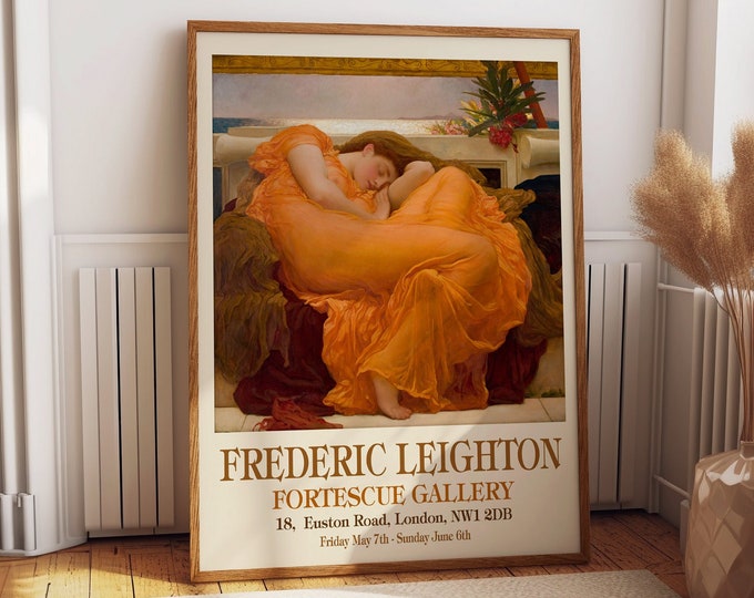 Orange Museum Exhibition Poster Frederick Leighton Painting - Classic Wall Art for Ladies Bedroom Wall Decor