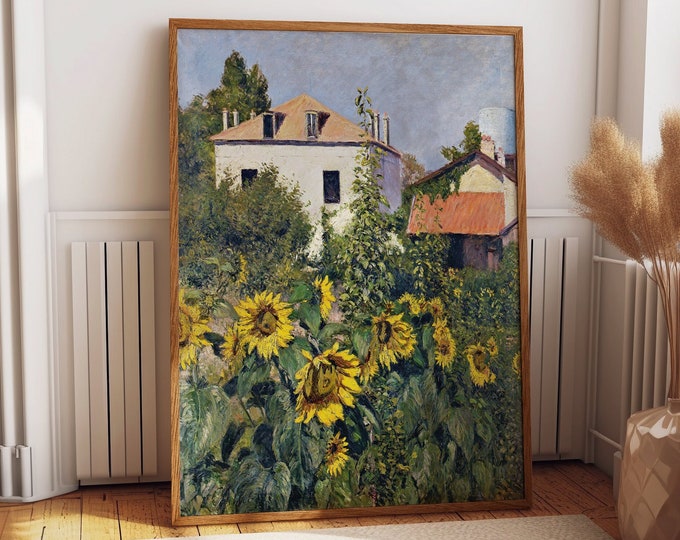 Sunflowers Painting by Gustave Caillebott Sunflowers Art Radiant Sunflowers: Gustave Caillebotte's Captivating Sunflowers Art Poster