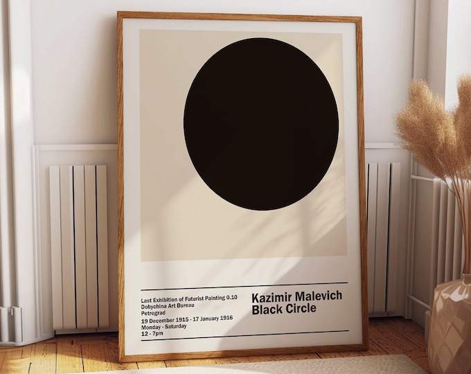 Malevich Exhibition - Black Circle Poster Russian Art Exhibit 1916 - Minimalist Wall Decor for Home and Office Spaces