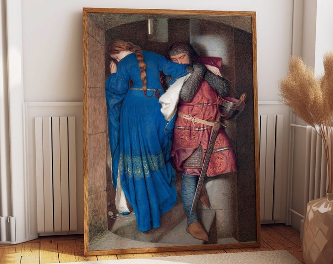 Romantic Painting The Meeting on the Turret Stairs by Frederic William Burton 1864 Home & Office Room Decor