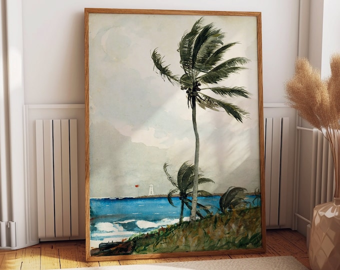 Palm Tree Nassau by Winslow Homer 1898 Palm Tree Decor Beach Painting Beach Art Relaxing under The Palm Tree Nassau Painting 1898