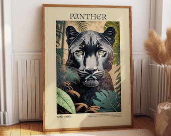 Panther Wall Art Poster - Exquisite Safari Animals Art - Tropical Decor for Wild Jungle Vibe - Rainforest Prints for a Captivating Ambiance
