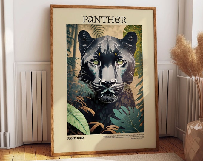 Panther Wall Art Poster - Exquisite Safari Animals Art - Tropical Decor for Wild Jungle Vibe - Rainforest Prints for a Captivating Ambiance