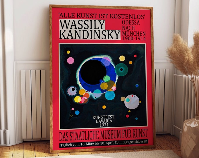 Kandinsky Exhibition Poster 1971 Red Abstract Poster Gallery Exhibition Art