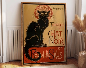 Cartel de Le Chat Noir de Théophile Alexandre Steinlen Cartel del gato negro Cartel de diseño gráfico icónico Arte francés Carteles franceses Arte de la sala de estar