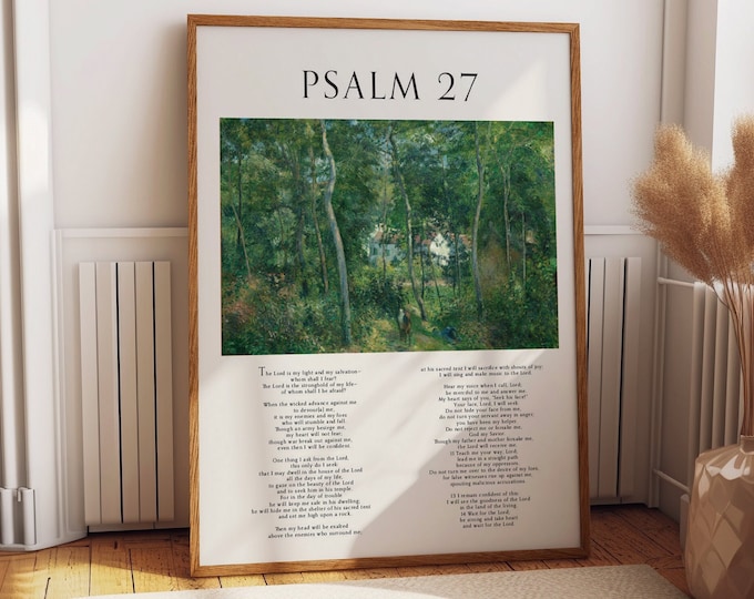 Psalm 27 Religious Quotes Wall Art Poster - Modern Christian Decor Inspirational Bible Verses - Catholic Gift of Faith and Positivity