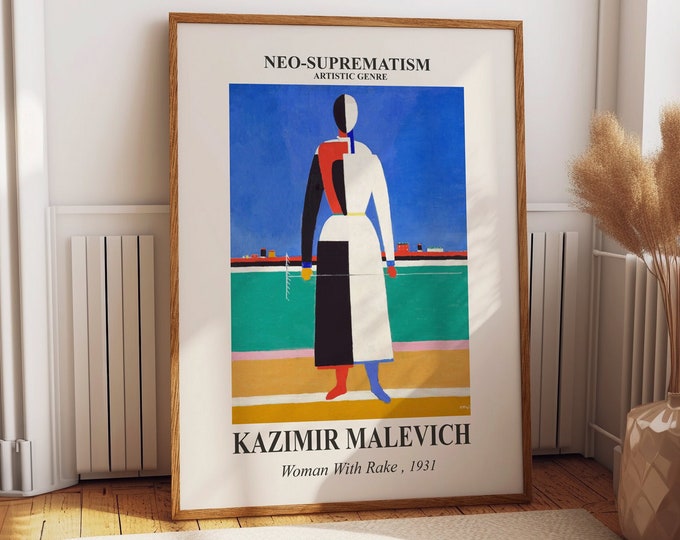 Malevich Neo-Suprematism Woman With Rake Exhibition Print