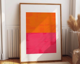 Abstract Burnt Orange and Pink Abstract Wall Art - Colorful Contemporary Abstract Living Room, Office and Bedroom Decor