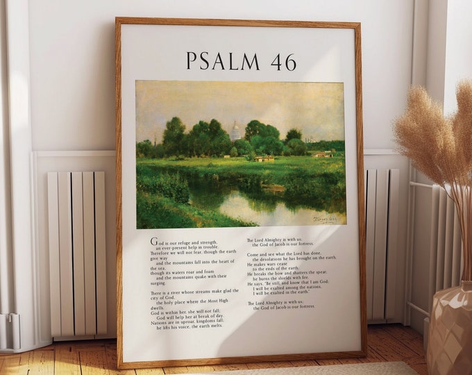 Psalm 46 Religious Quotes Wall Art - Soulful Sanctuary Bible Verses, Modern Christian Decor, and a Timeless Catholic Gift of Faith