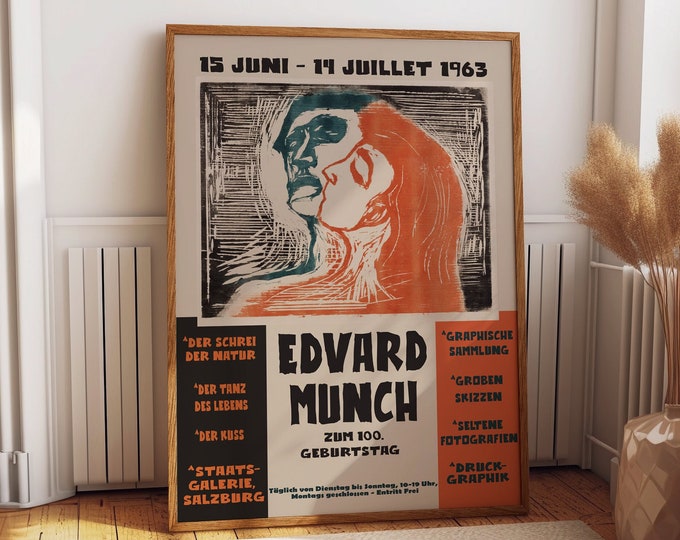 Edvard Munch Exhibition Poster 1963 Abstract Museum Poster Art