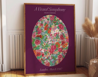 A Visual Symphony Exhibition Posters -  Colors and Harmonies 1987 Floral Purple Themed Room Decor - Floral Bloom Wall Decor Gift for Her