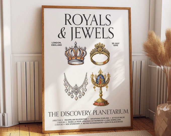 Royal and Jewels Exhibition Art Reproduction Poster - Elegant Wall Decor for Home Office, Living Room, Dining, Kitchen and Bedroom