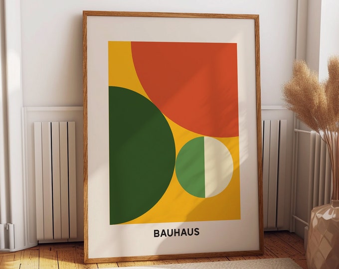 Contemporary Modern Geometric Art Posters & Prints - Bauhaus Gropius-Ausstellung Wall Poster - Colorful Abstract Home Office Wall Decor