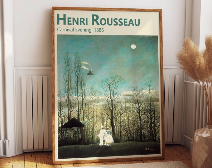 Henri Rousseau A Carnival Evening Rousseau Wall Art Rousseau Poster Vibrant Carnival Painting Wall Art Kitchen Print Living Room Print