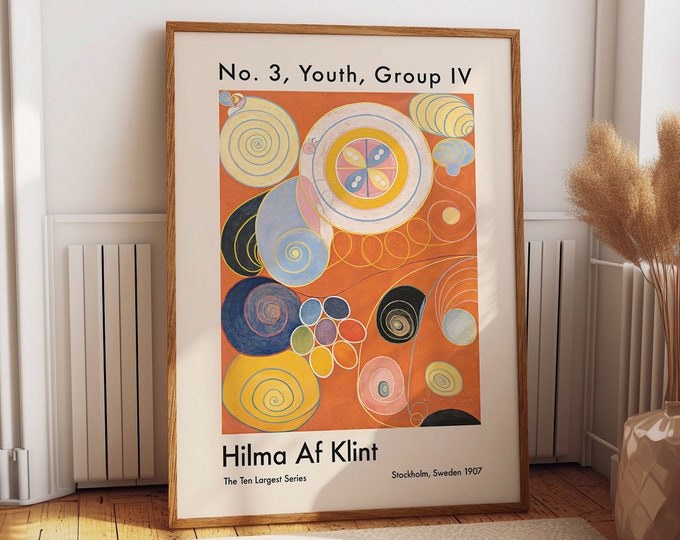 Abstract Orange No. 3" Hilma Af Klint Poster Vibrant Youthful Abstract Art, Group IV Painting Abstract Orange No. 3, Youth, Orange Wall Art