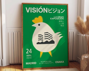 Green Oasis: Retro Vibrant Great Exhibition Wall Poster - Vision From Europe to Asia - Unique Room Decor Ideas for Home Gallery Accent
