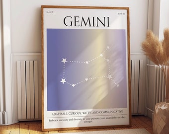 Gemini Zodiac Sign Aura Gradient Poster - Astrology Charm Room Decor and Spiritual Wall Art - Stylish Room Decor for Zodiac Enthusiasts