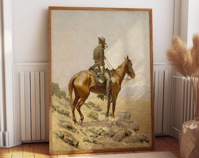 Frederic Remington The Lookout Painting Western Art Cowboy Decor Wild West Adventure Painting for Home Decor