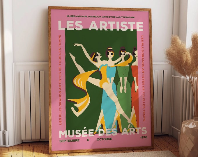 Timeless Glamour: 1976 Artists Museum Exhibition Poster - Elegant Fashion Wall Art for a Stylish Ladies' Bedroom - Perfect Fashionista Gift