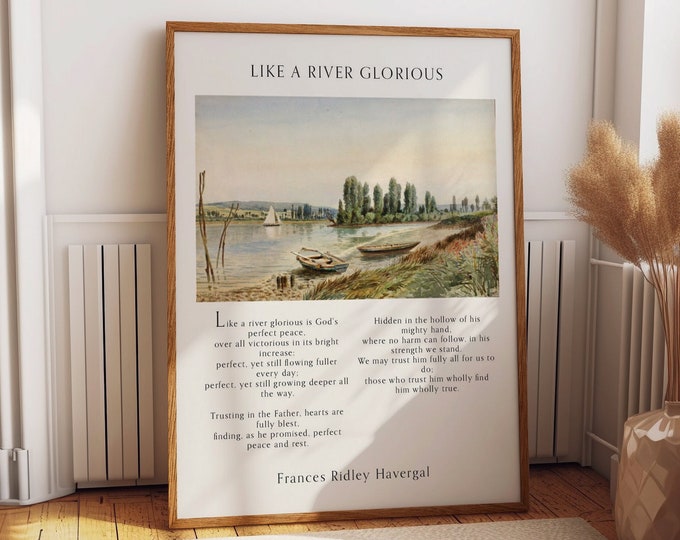 Like A River Glorious Music Sheet Poster - Country Style Farmhouse Home and Office Decor - Inspirational Housewarming Gift Ideas