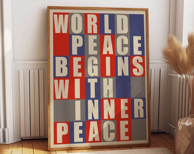 World Peace Starts With Inner Peace Poster Peace Print Bauhaus Style