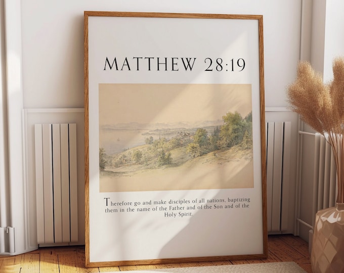Matthew 28:19-20 Bible Verse Wall Art - Modern Christian Church Wall Decor - The Great Commission Quote Art Print