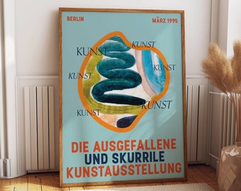 Expressive Abstract Wall Art Print for Hotel, Lounge and Resto Decor - Captivate Spaces: 1995 Berlin Unusual & Bizarre Art Exhibition Poster