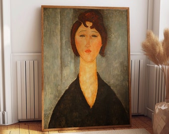 Portrait of a Young Woman by Amedeo Modigliani 1918 American Painting Eternal Beauty Painting of a Young Woman Beautiful Watercolor Print
